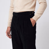 Cervo Pleated Corduroy Gurkha Trouser - Black view 3
