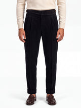 Cervo Pleated Corduroy Gurkha Trouser - Black view 1
