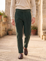 Cervo Pleated Corduroy Gurkha Trouser - Green view 2