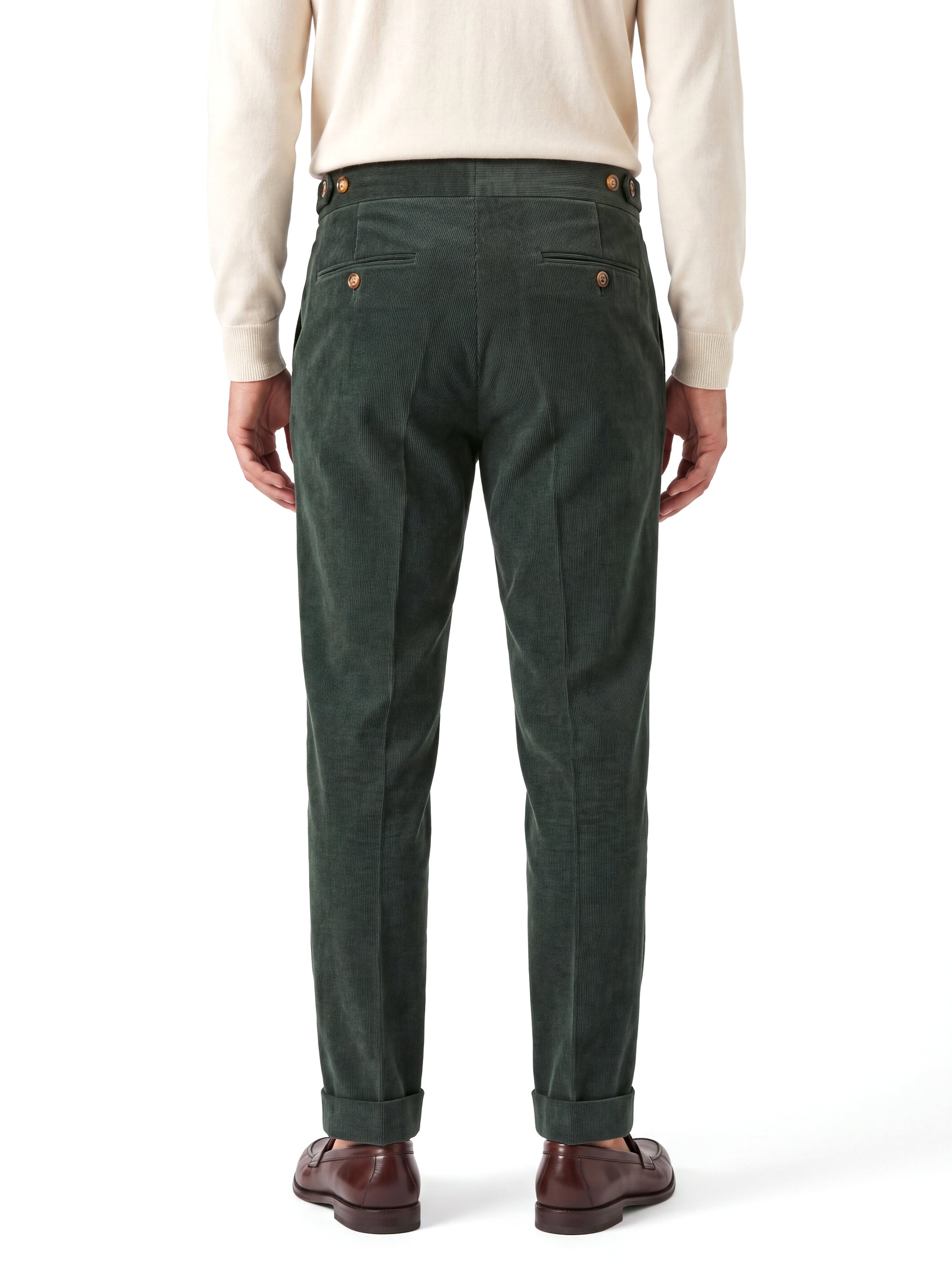 Cervo Pleated Corduroy Gurkha Trouser - Green
