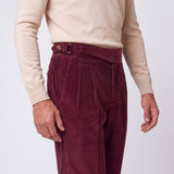 Cervo Pleated Corduroy Gurkha Trouser - Maroon view 3