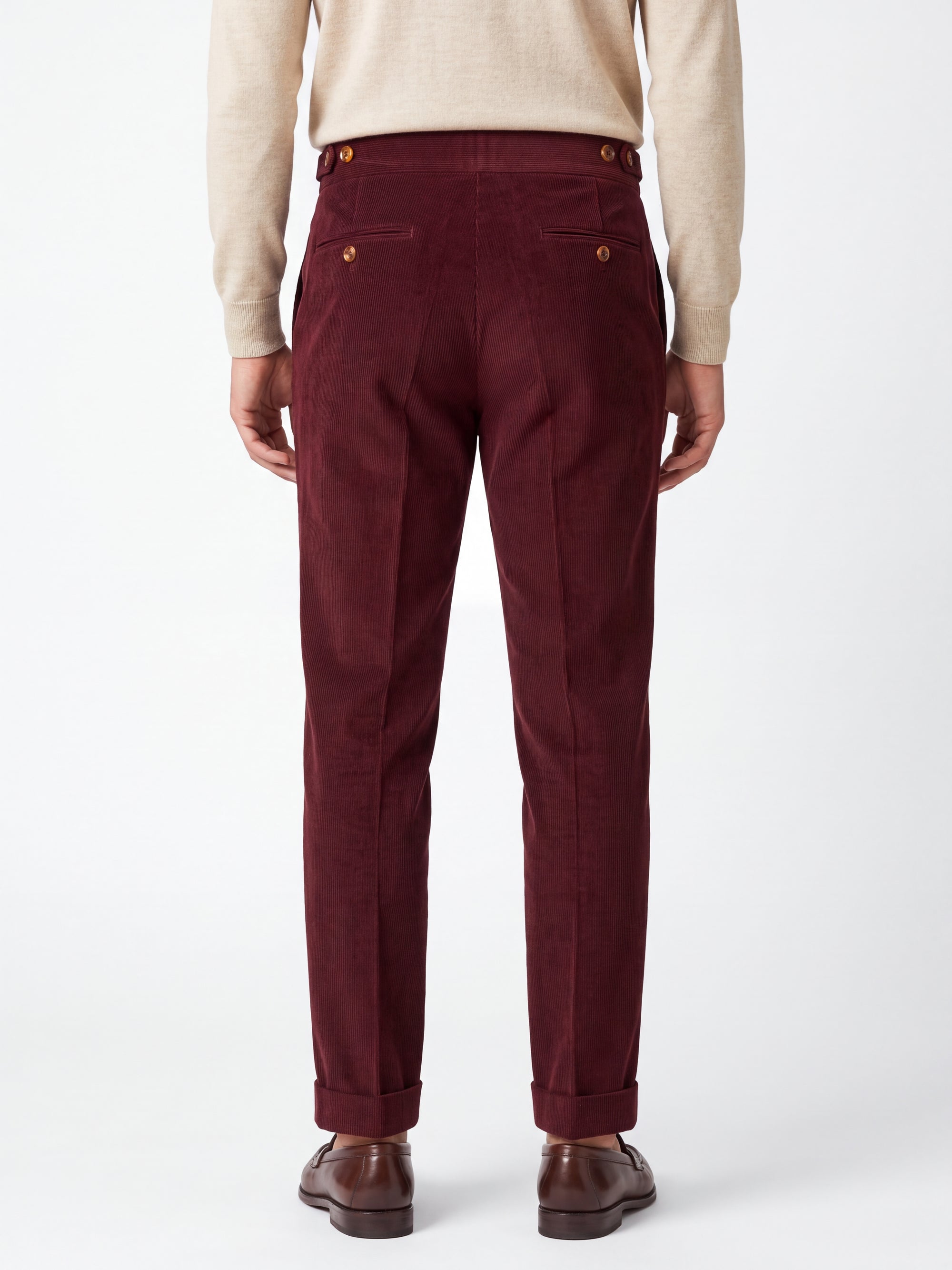 Cervo Pleated Corduroy Gurkha Trouser - Maroon