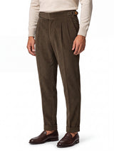 Cervo Pleated Corduroy Gurkha Trouser - Khaki view 4
