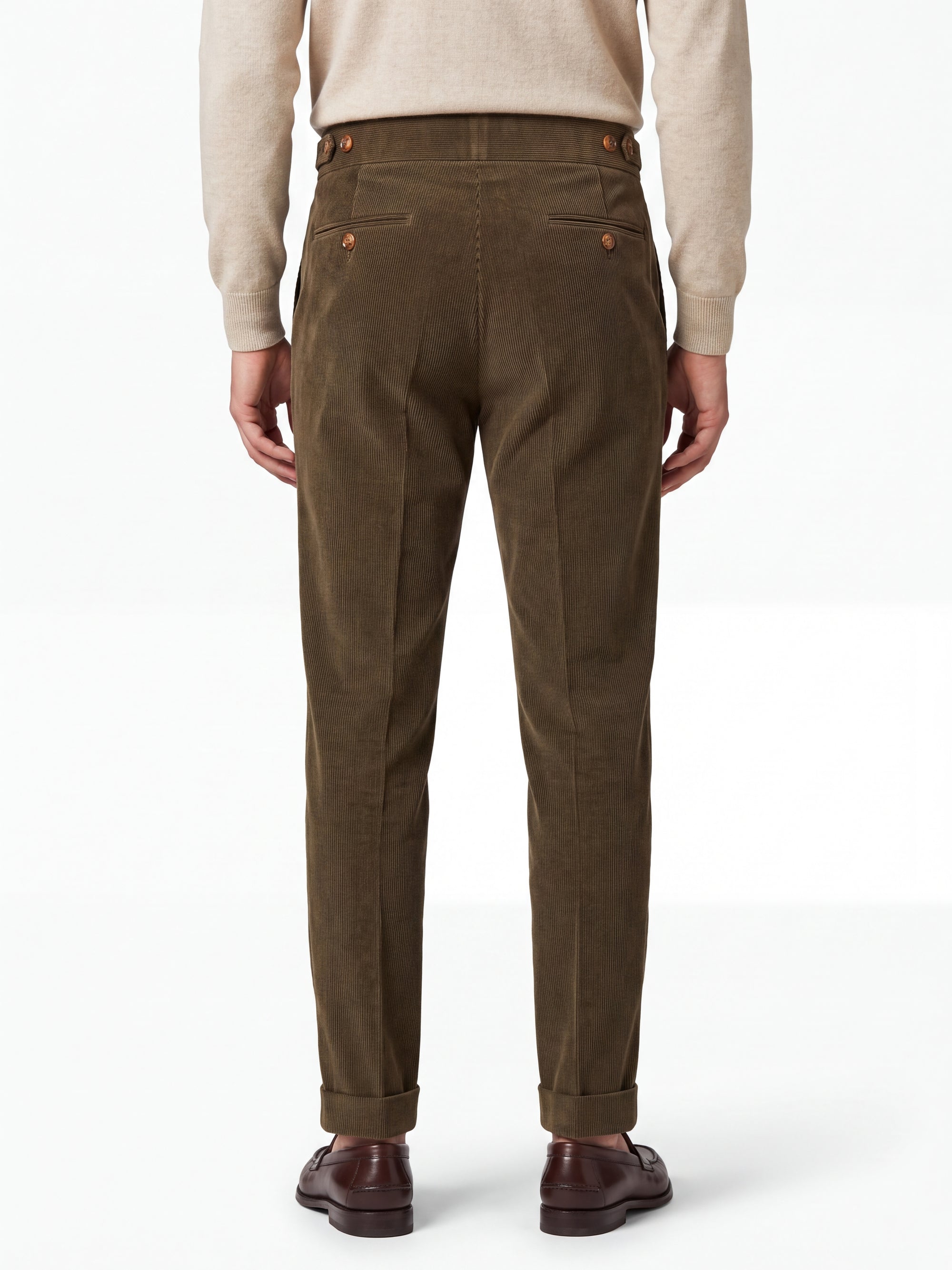Cervo Pleated Corduroy Gurkha Trouser - Khaki