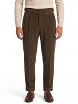 Cervo Pleated Corduroy Gurkha Trouser - Khaki view 1