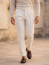 Cervo Pleated Corduroy Gurkha Trouser - Cream view 2