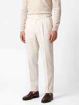 Cervo Pleated Corduroy Gurkha Trouser - Cream view 4