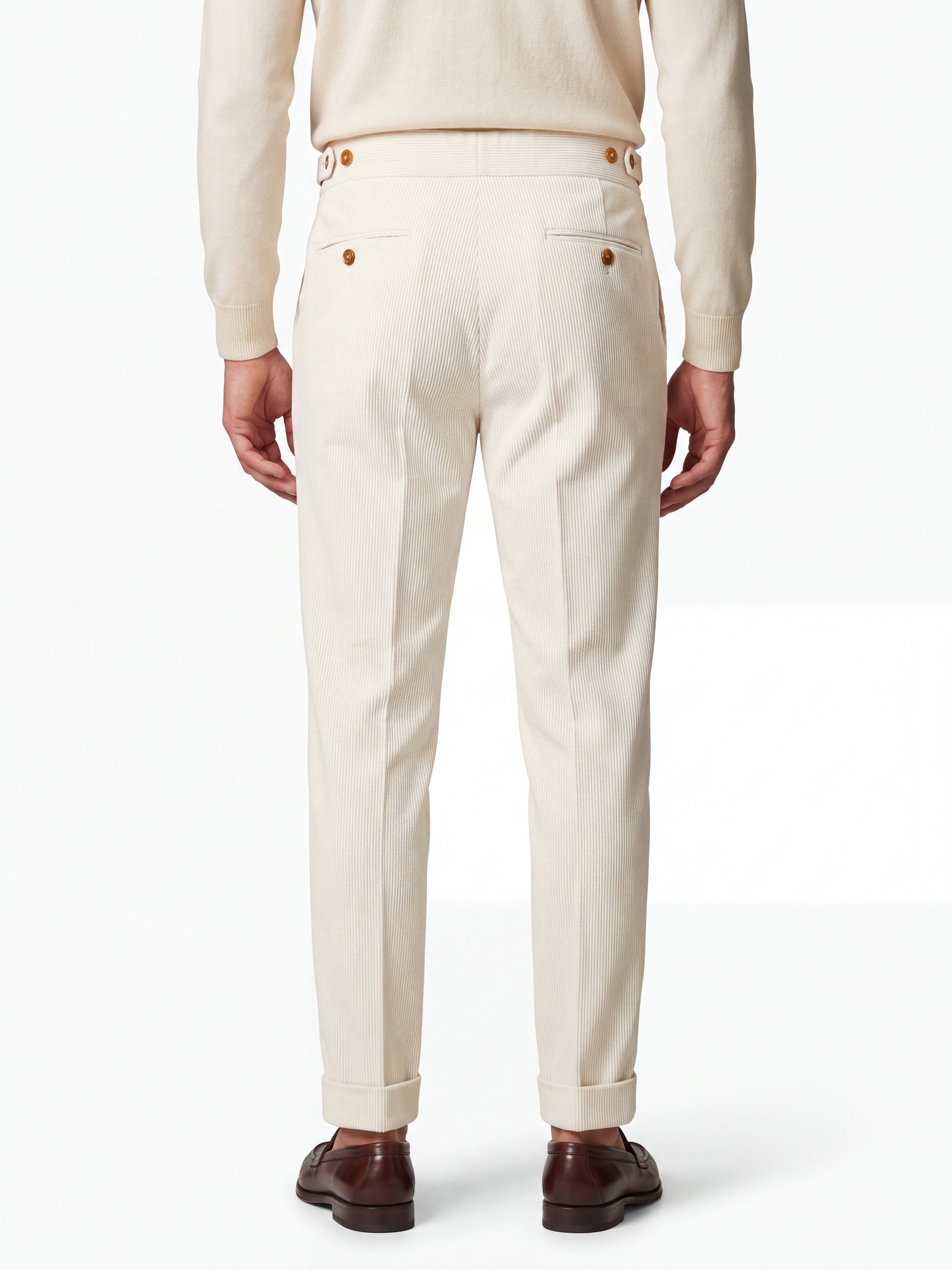 Cervo Pleated Corduroy Gurkha Trouser - Cream