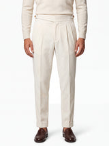 Cervo Pleated Corduroy Gurkha Trouser - Cream view 1