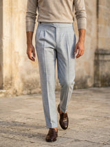 Capri Pleated Side-Tab Trouser - Light Silver Grey view 6