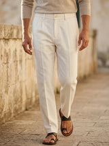 Procida Elastic-Waist Linen Trouser - White view 8