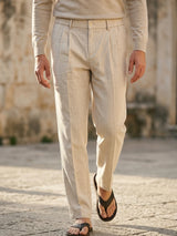 Procida Elastic-Waist Linen Trouser - Sand view 5