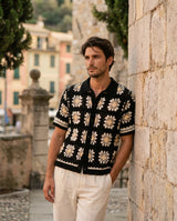 Granny-Square Crochet Shirt, Black view 2