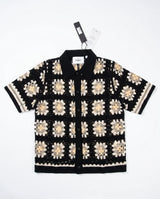 Granny-Square Crochet Shirt, Black view 3