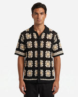 Granny-Square Crochet Shirt, Black view 1