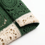 Medallion Crochet Camp Shirt, Green view 5