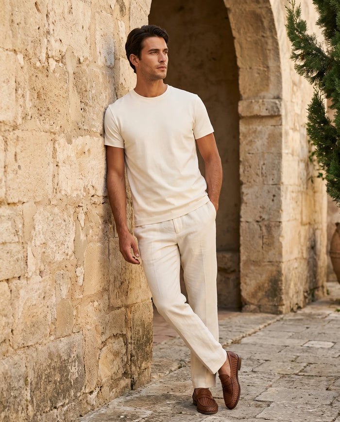 T-Shirt aus Supima-Baumwolle, Creme