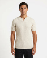 Ribbed Knit Tee - Oatmeal view 1