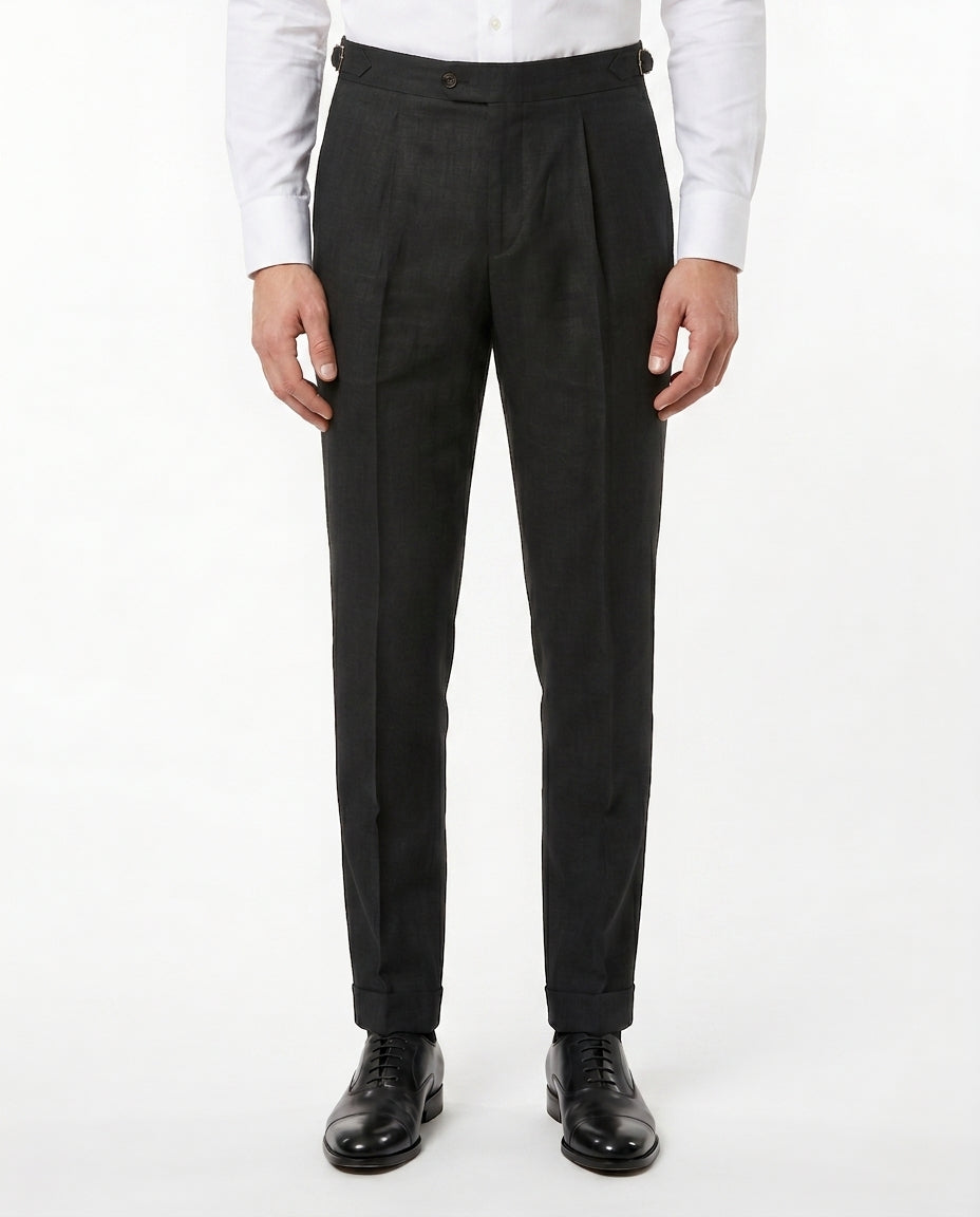 Plissierte Leinenhose, Anthrazit