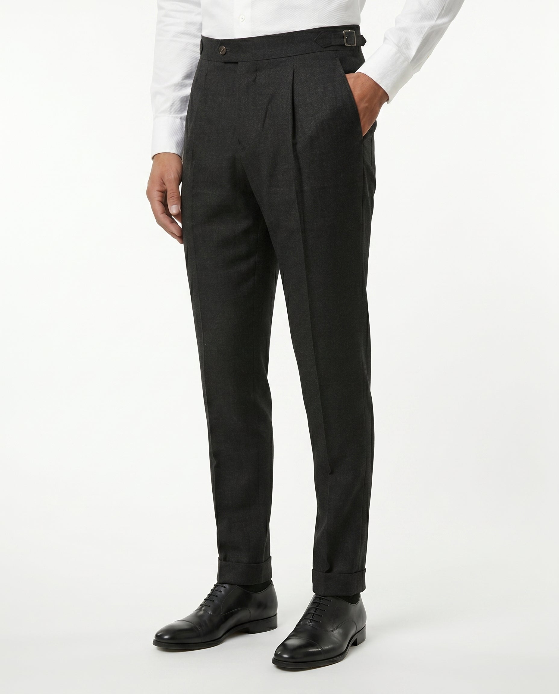 Pleated Linen Trousers, Charcoal