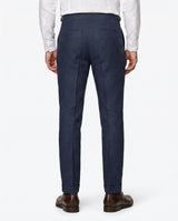 Pleated Linen Trousers, Navy view 2