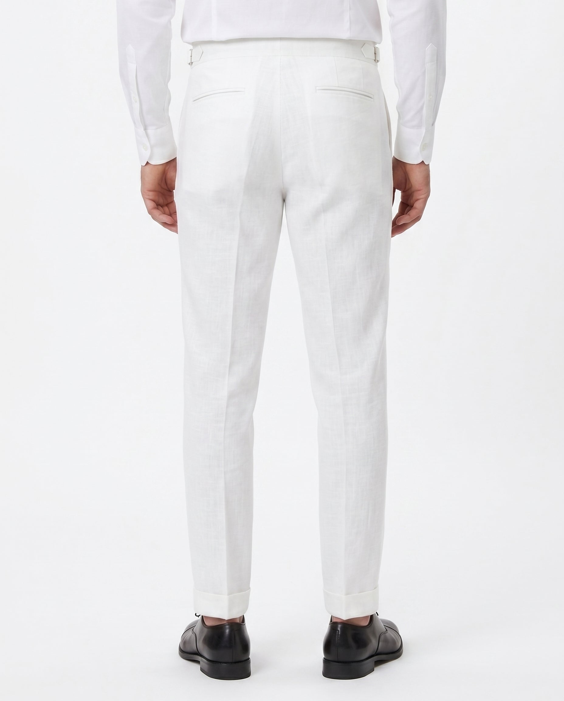 Faltenhose aus Leinen, Elfenbein