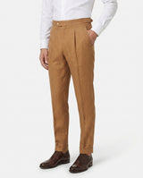 Bundfaltenhose aus Leinen, Cognac view 3