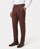 Plissierte Leinenhose, Schokolade view 3