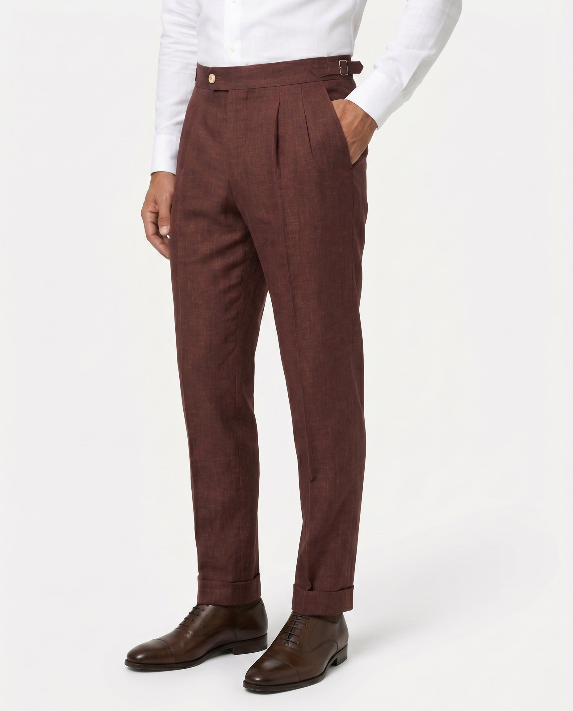 Plissierte Leinenhose, Schokolade