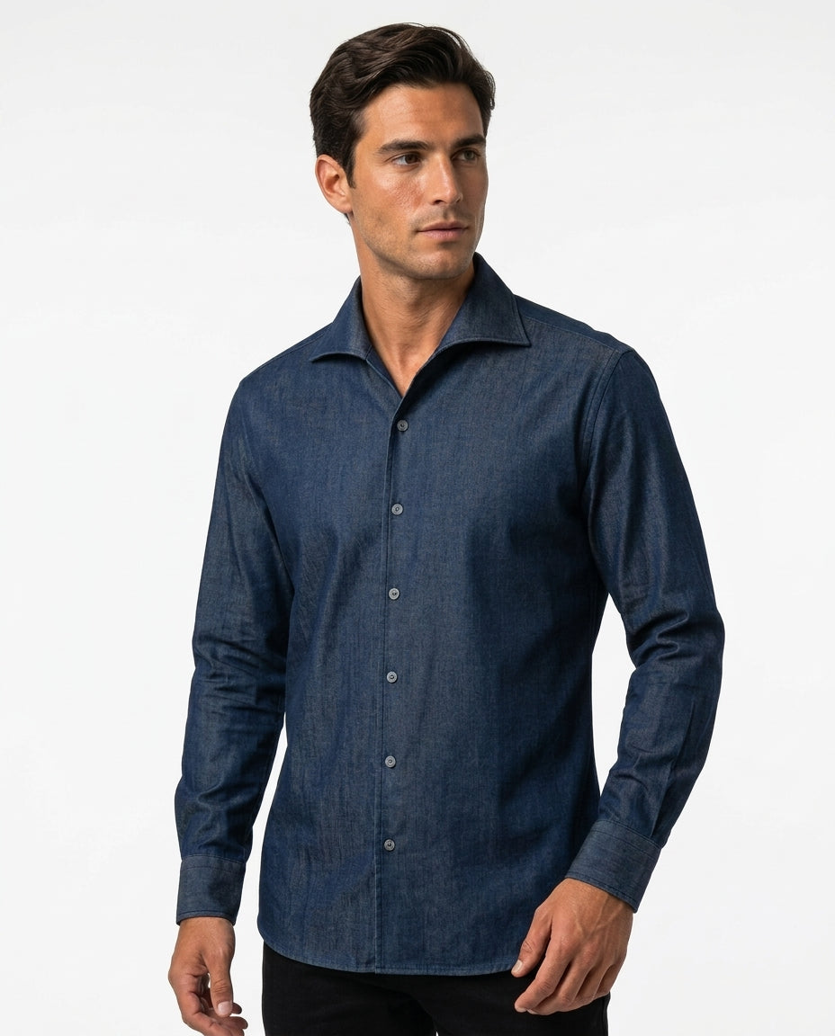 Chambray Shirt, Indigo | Squalo Roma