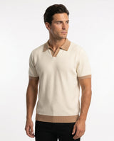 Strick-Poloshirt mit Kontrastkragen, Creme view 2