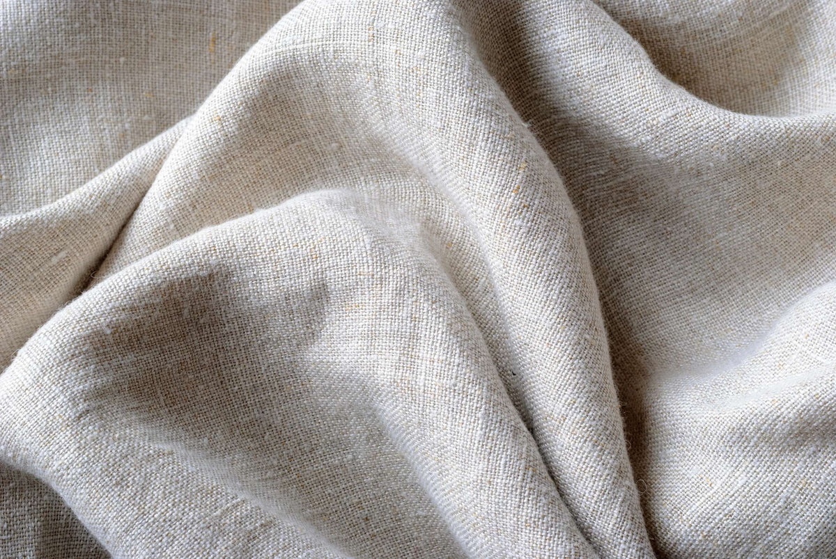 Close view of Squalo Roma linen fabric and styling