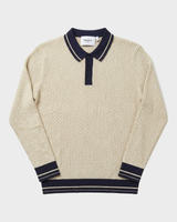 Taormina Contrast-Trim Ribbed Knit Polo - Beige view 4