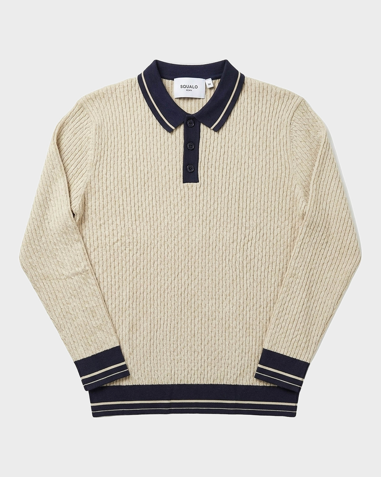 Taormina Contrast-Trim Ribbed Knit Polo - Beige