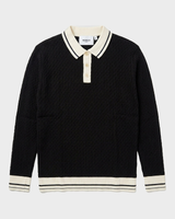 Taormina Contrast-Trim Ribbed Knit Polo - Black view 4