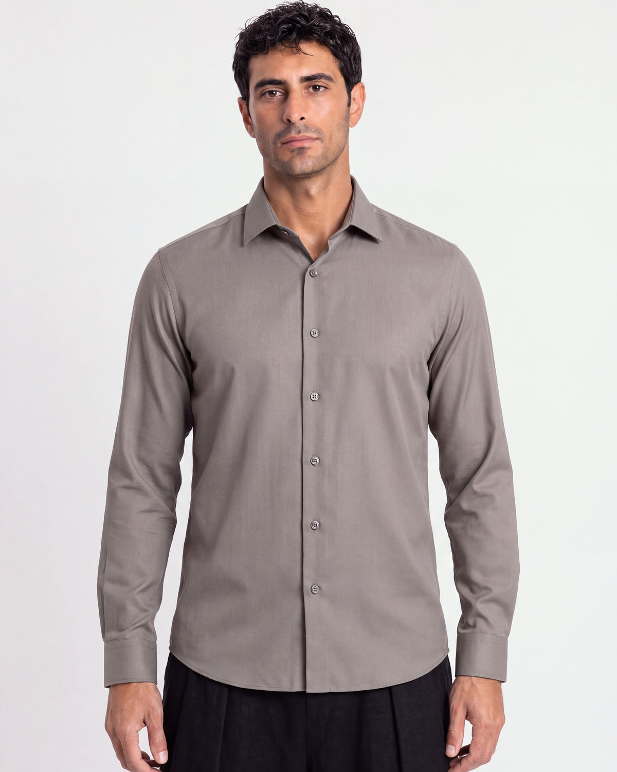 Fermo Non-Iron Stretch Long Sleeve Shirt - Taupe