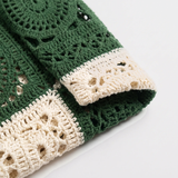 Medallion Crochet Camp Shirt, Green view 5