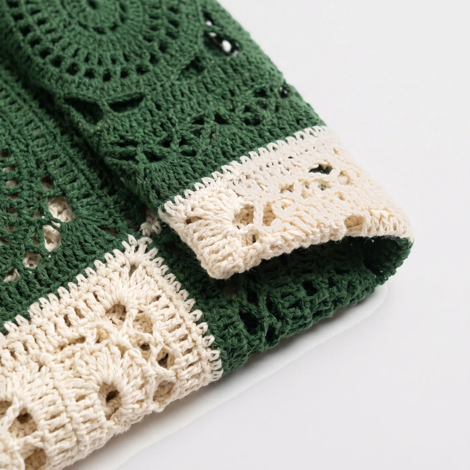 Medallion Crochet Camp Shirt, Green