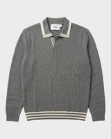Tropea Tipped Open-Collar Knit Polo - Grey view 4