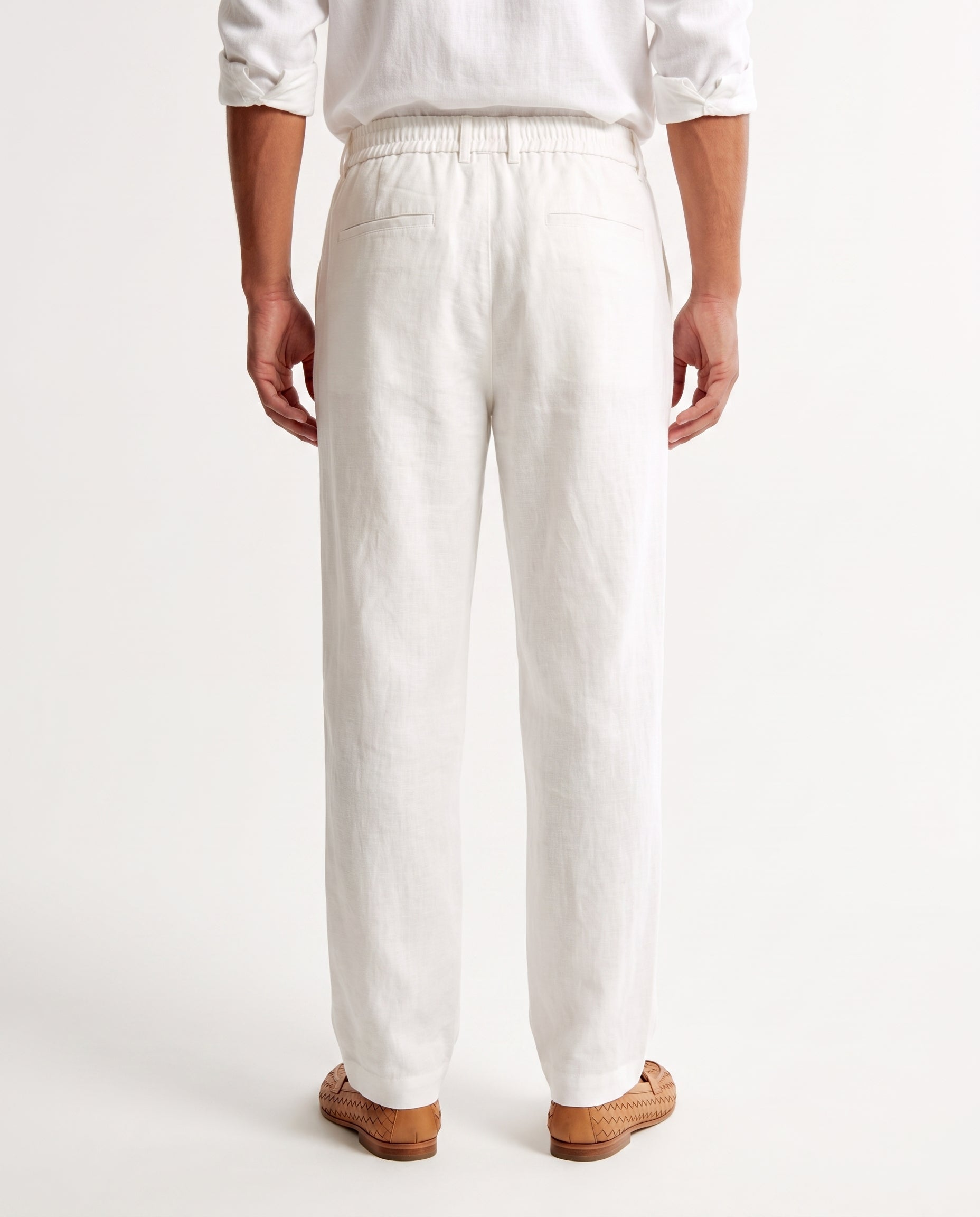 Procida Elastic-Waist Linen Trouser - White