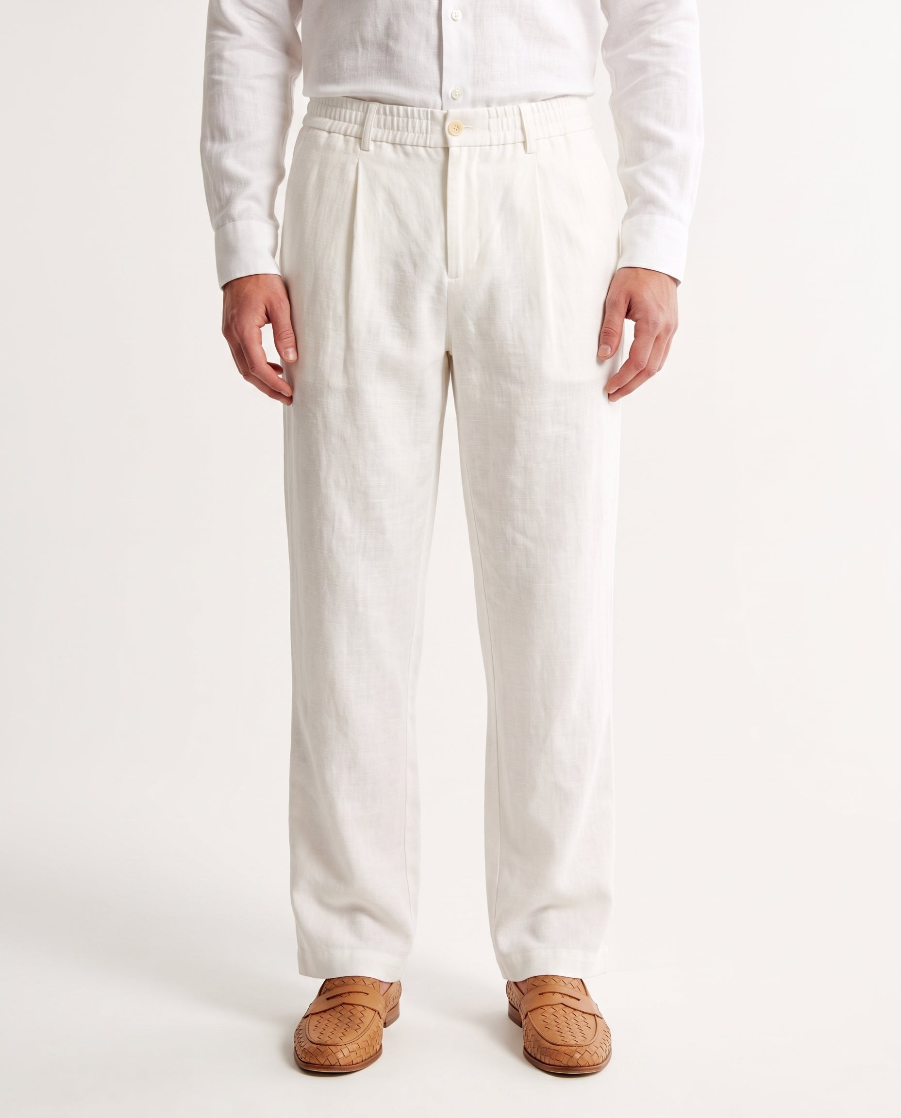 Procida Elastic-Waist Linen Trouser - White