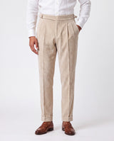 Venezia Pleated Velvet Gurkha Pants - Apricot White view 1