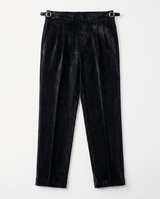 Venezia Pleated Velvet Gurkha Trouser - Black view 5