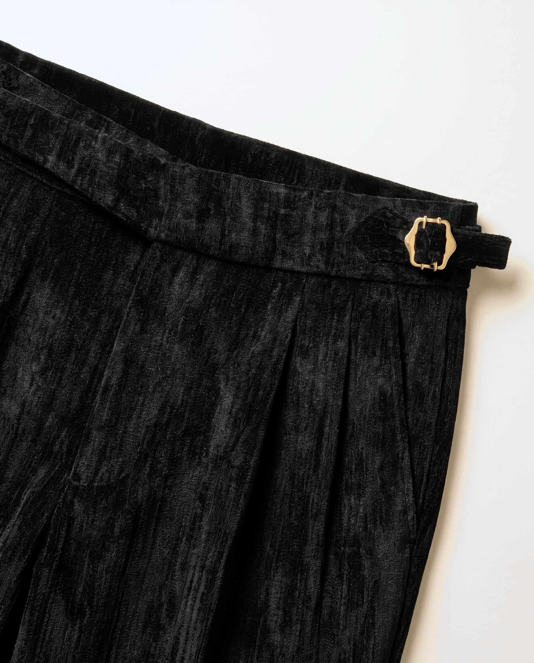 Venezia Pleated Velvet Gurkha Trouser - Black