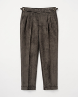 Venezia Pleated Velvet Gurkha Trouser - Charcoal view 4