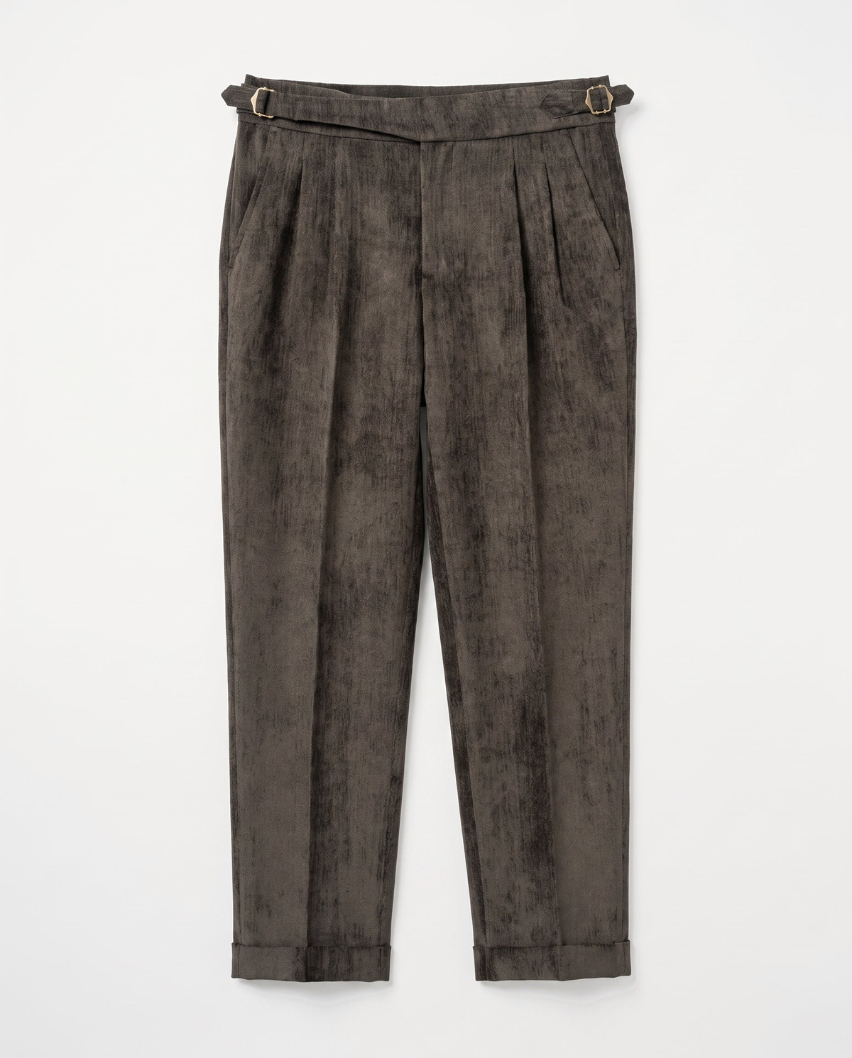 Venezia Pleated Velvet Gurkha Trouser - Charcoal