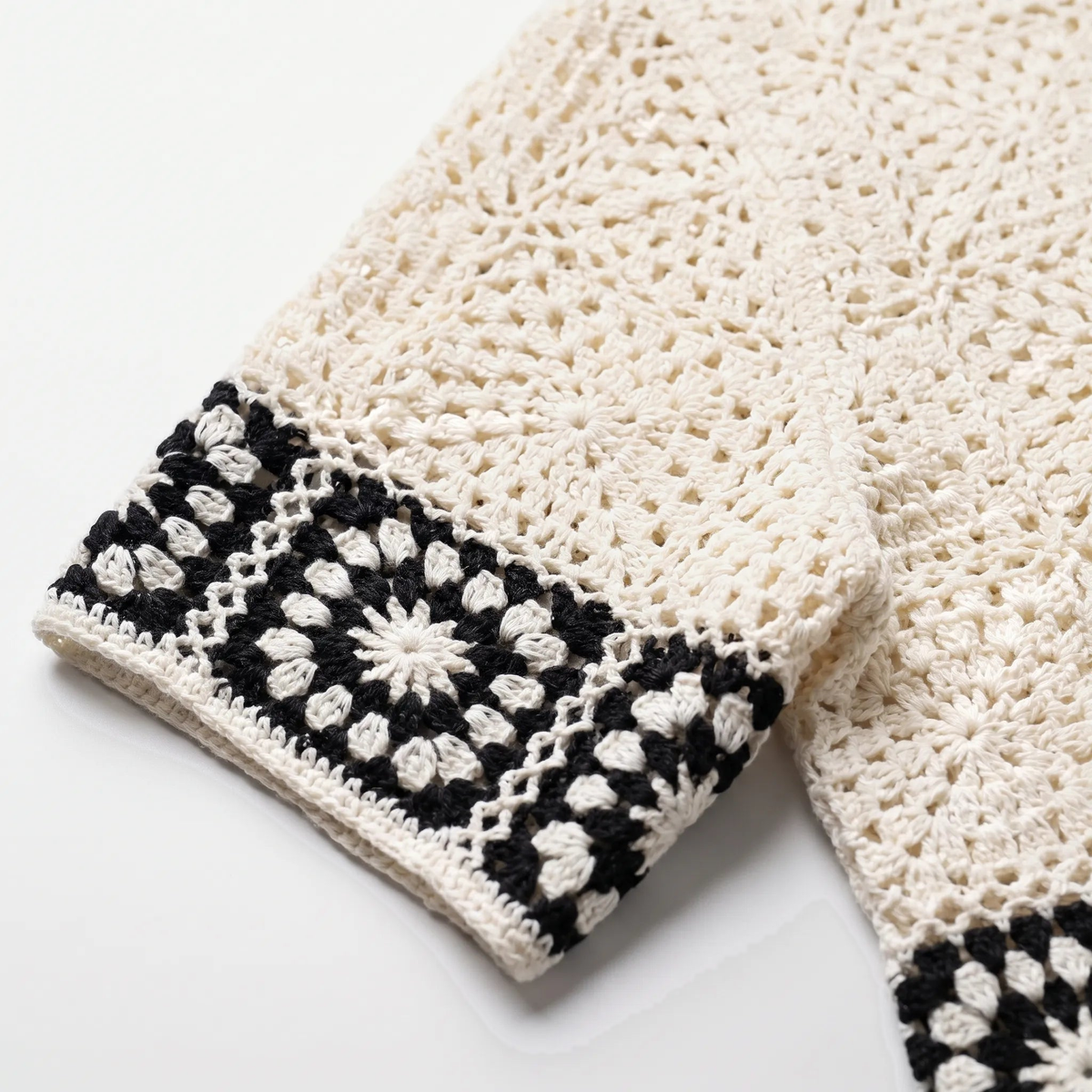 Granny Square Gehaakte Blouse, Wit