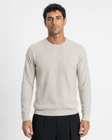 Verona Ribbed Mid-Weight Knit Crew - Beige view 1
