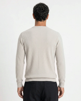 Verona Ribbed Mid-Weight Knit Crew - Beige view 3
