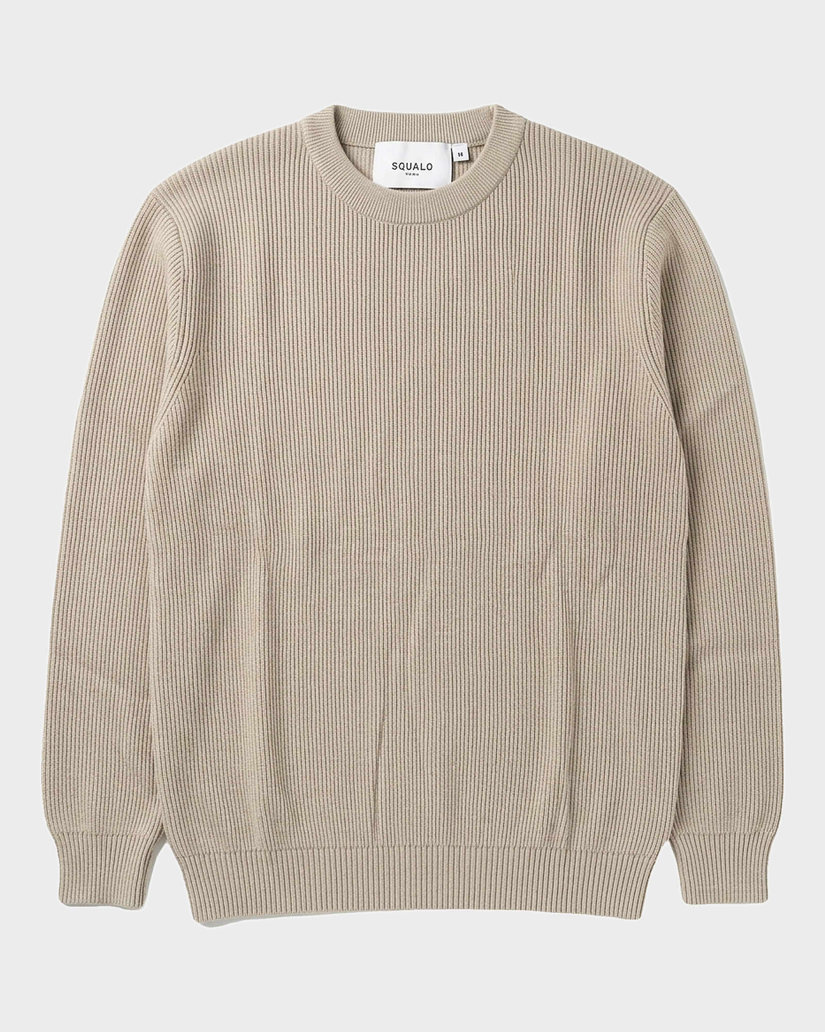 Verona Ribbed Mid-Weight Knit Crew - Beige